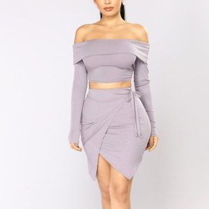 Lavender Lilac Two Piece Sweater Skirt Set
